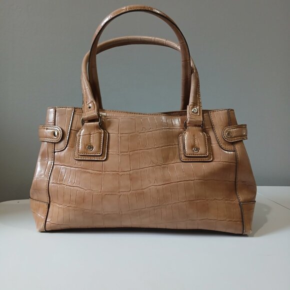 Liz Claiborne 90's Vintage Faux Tan Croc Leather Handbag - Picture 4 of 15